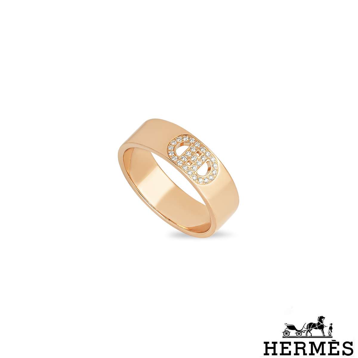 Hermés Rose Gold Diamond H d Ancre Size 51 Ring Hermés Rose Gold Diamond H d Ancre Size 51 Ring